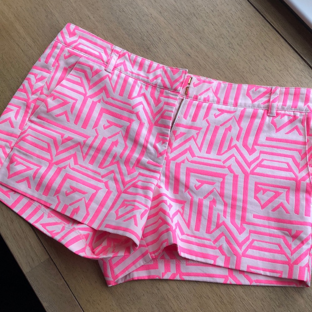 JCrew Geometric Hot Pink Shorts